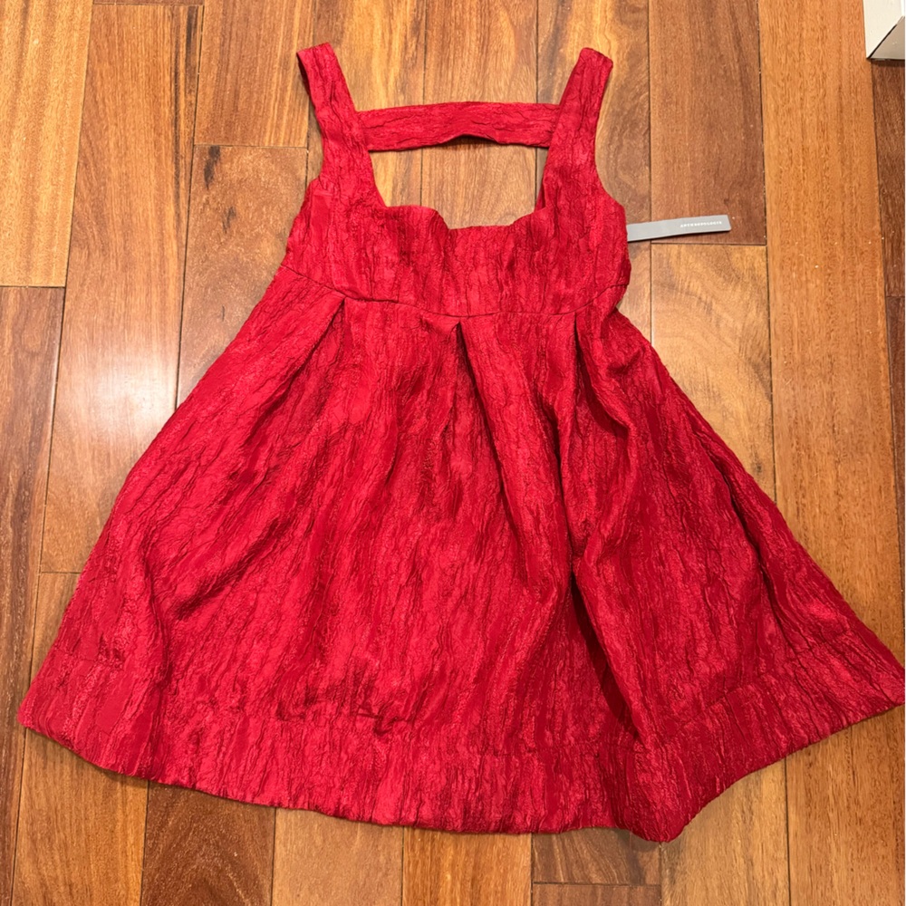 ❤️ Anthro Maeve Red Textured bay doll dress– Size Small (NWT)